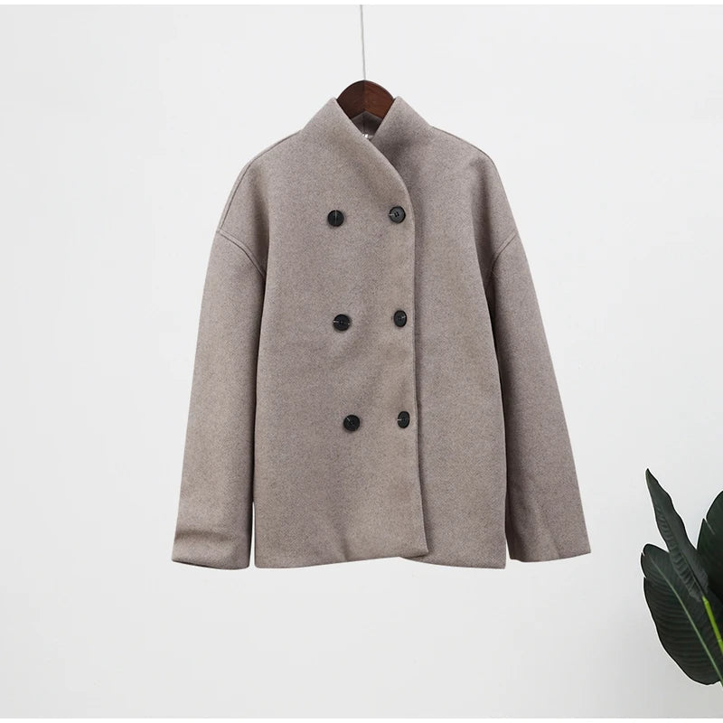 Korte jas dames | Elegante winterjas met dubbele knopen