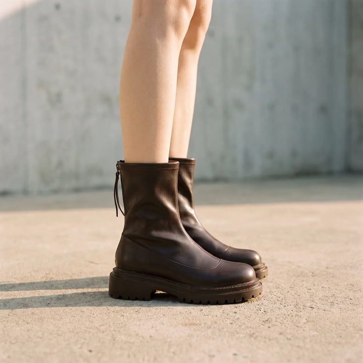 Laarzen dames | Boots met plateauzool en grove profielzool