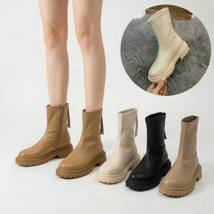 Laarzen dames | Boots met plateauzool en grove profielzool