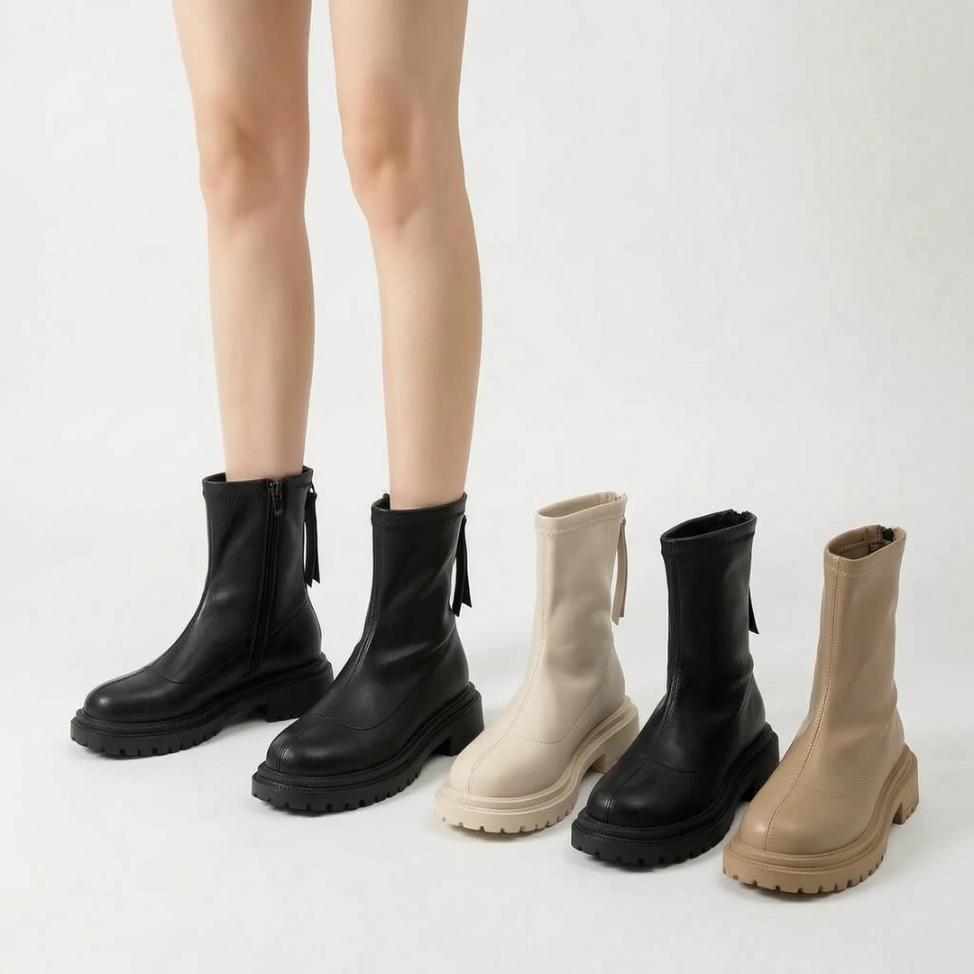 Laarzen dames | Boots met plateauzool en grove profielzool