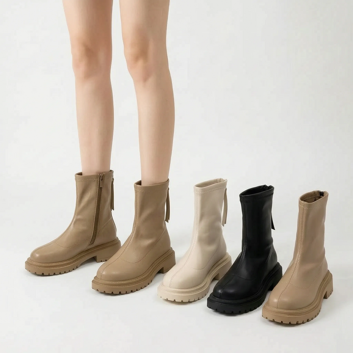 Laarzen dames | Boots met plateauzool en grove profielzool