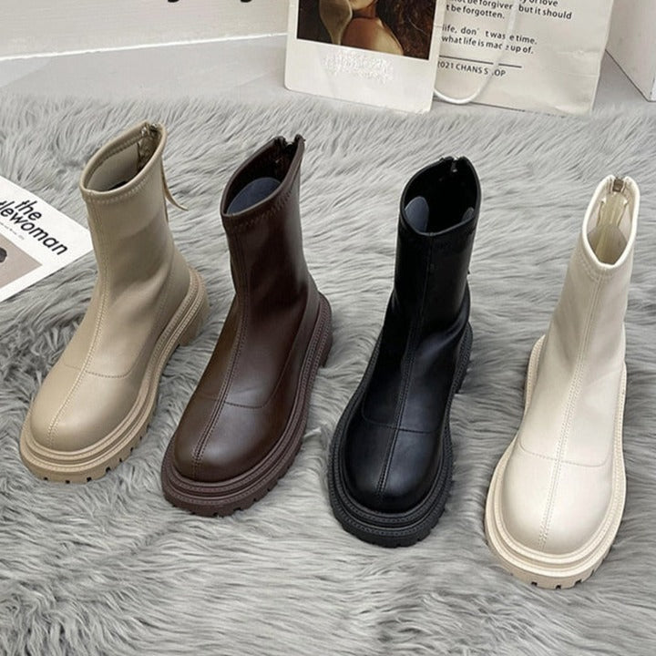 Laarzen dames | Boots met plateauzool en grove profielzool