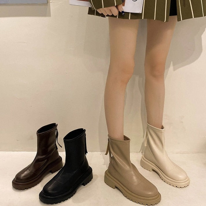 Laarzen dames | Boots met plateauzool en grove profielzool