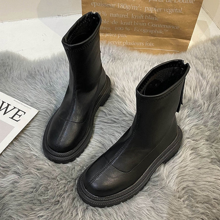 Laarzen dames | Boots met plateauzool en grove profielzool