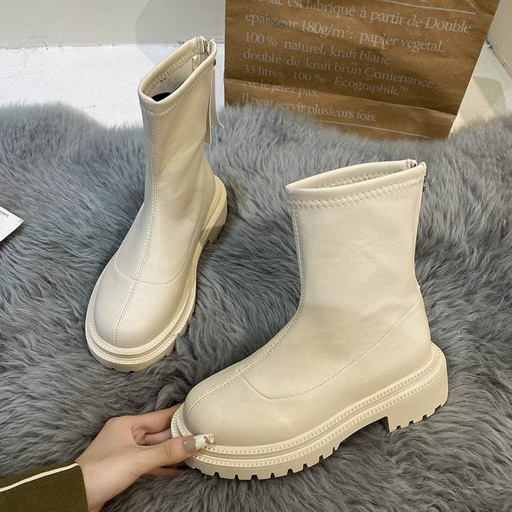 Laarzen dames | Boots met plateauzool en grove profielzool