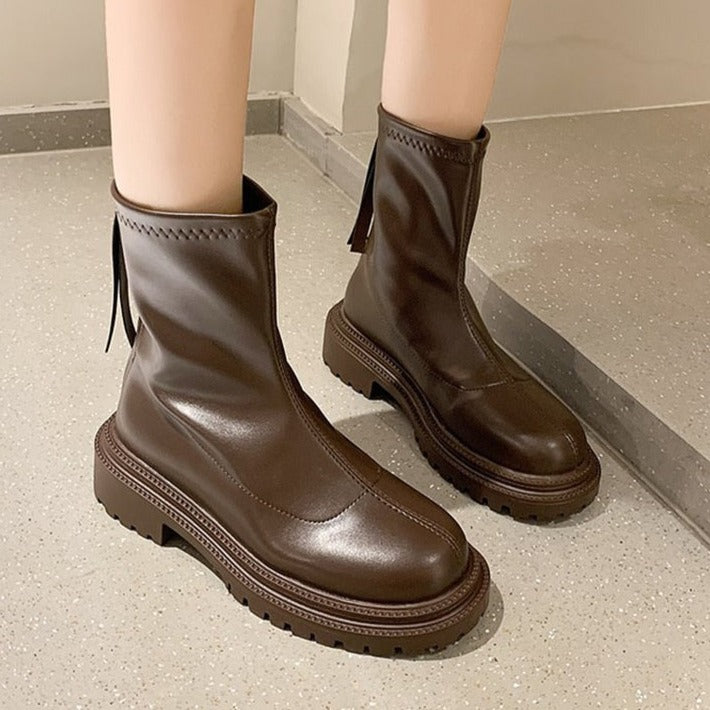 Laarzen dames | Boots met plateauzool en grove profielzool