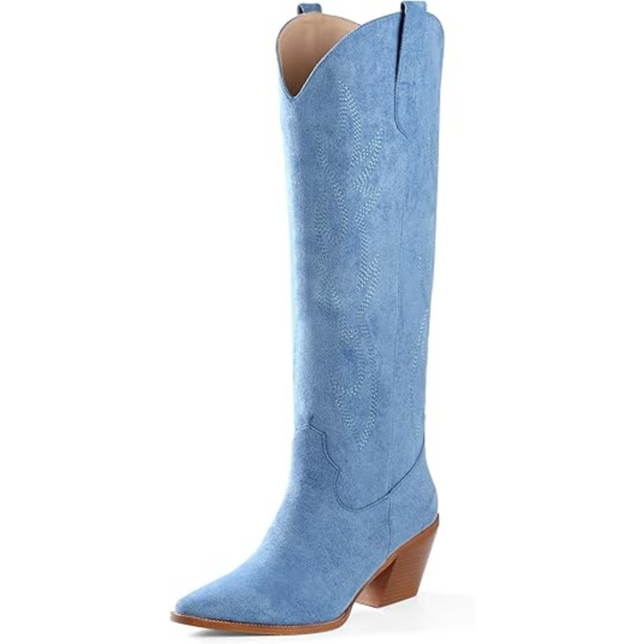 Laarzen dames | Hoge cowboy laarzen met hak en borduursel