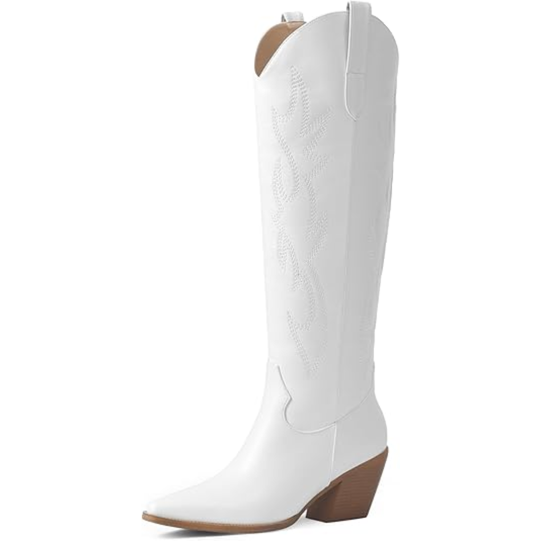 Laarzen dames | Hoge cowboy laarzen met hak en borduursel