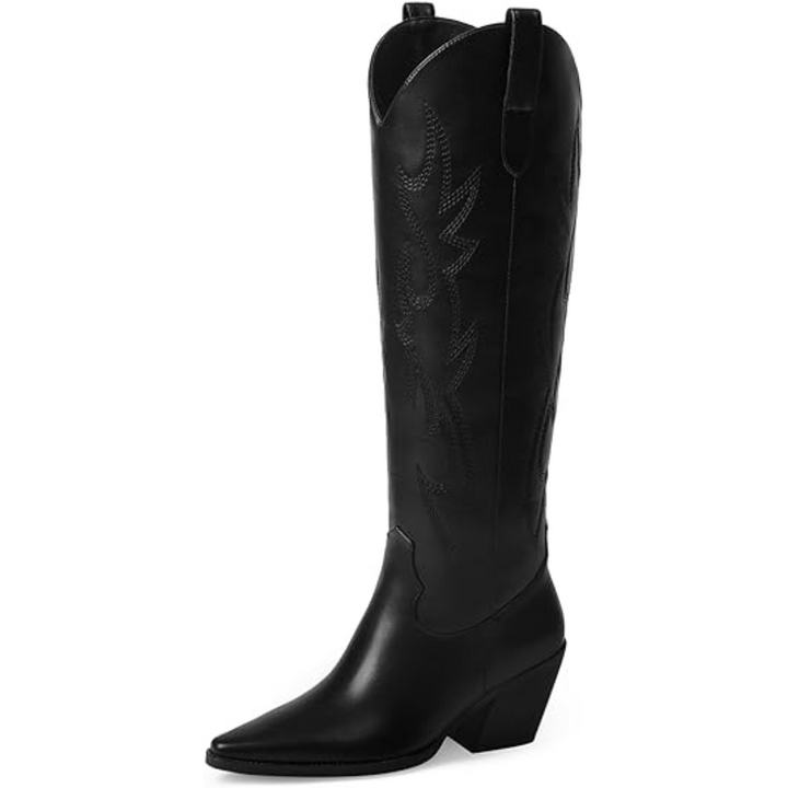 Laarzen dames | Hoge cowboy laarzen met hak en borduursel