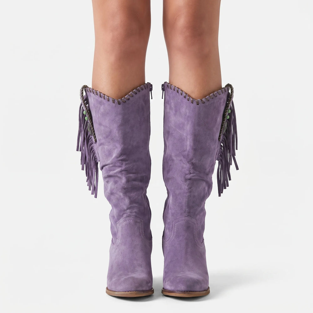 Laarzen dames | Western boots met blokhak en franjes