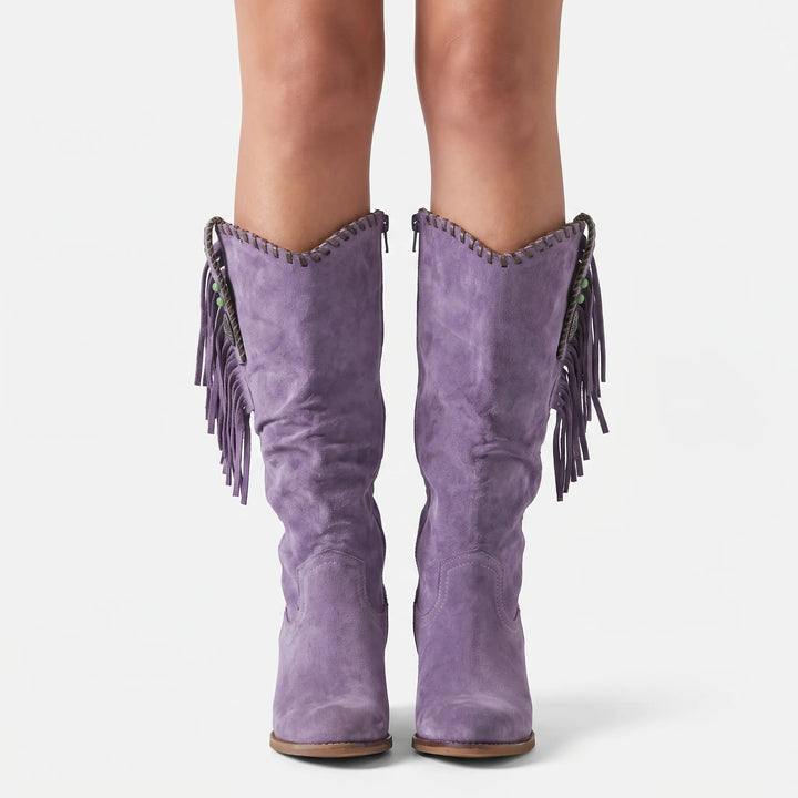 Laarzen dames | Western boots met blokhak en franjes