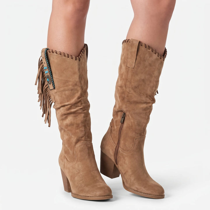 Laarzen dames | Western boots met blokhak en franjes