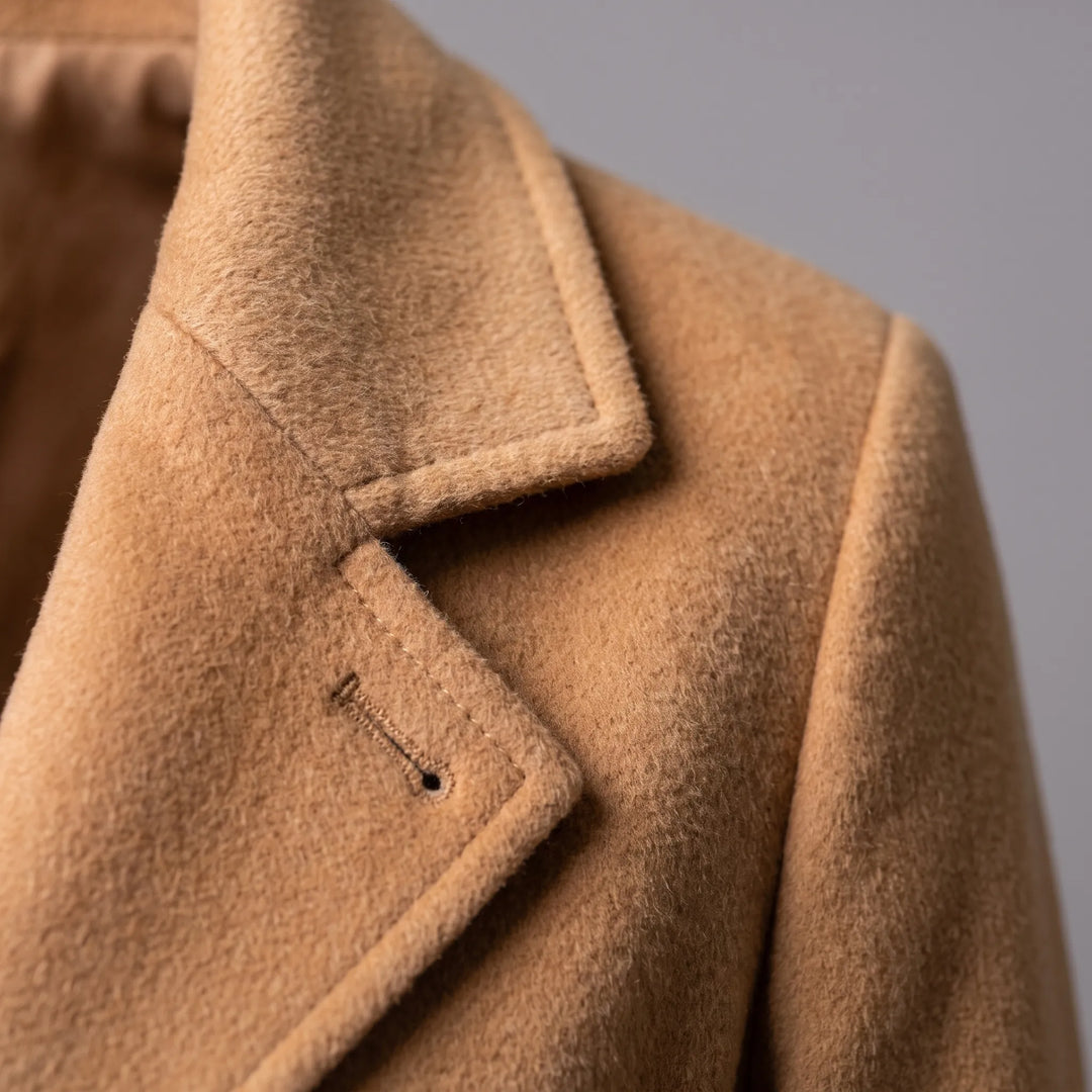 Lange jas dames | Elegante mantel met ceintuur en reverskraag