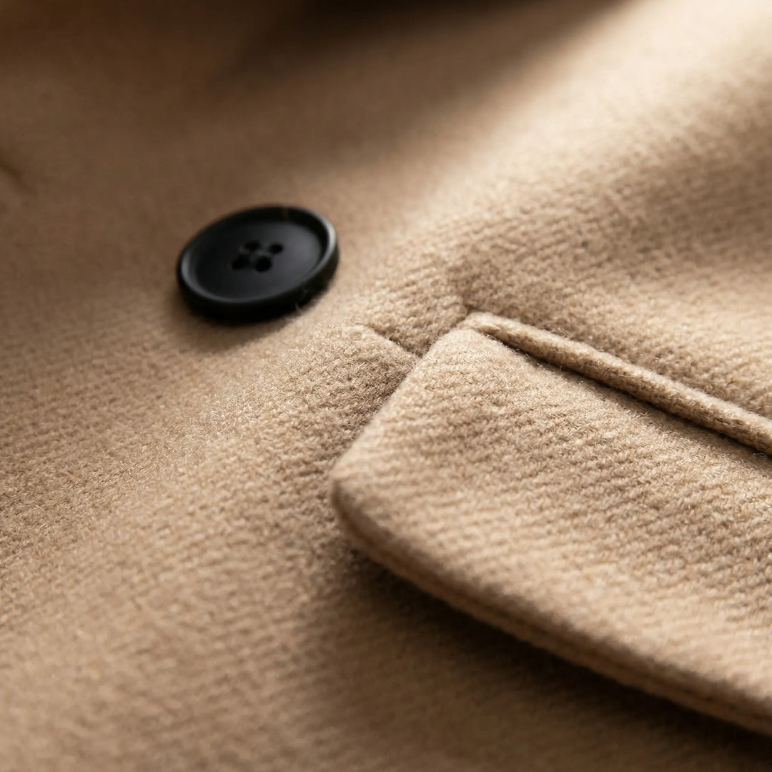 Lange jas dames | Wollen mantel met knopen en reverskraag