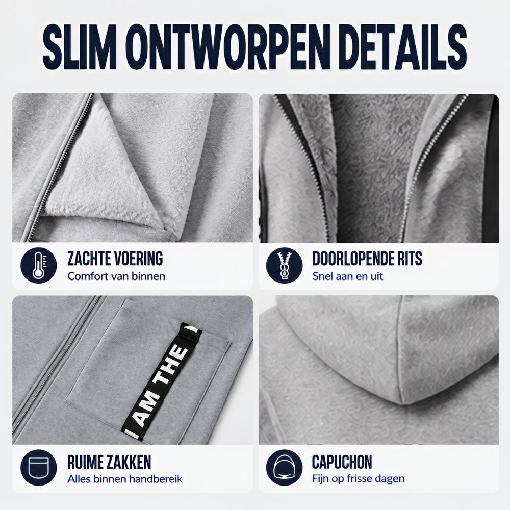 Hoodie dames | Lang oversized vest met rits en capuchon
