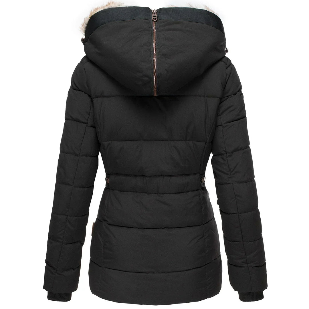 Dames puffer jas | Winterjas met bontvoering en capuchon