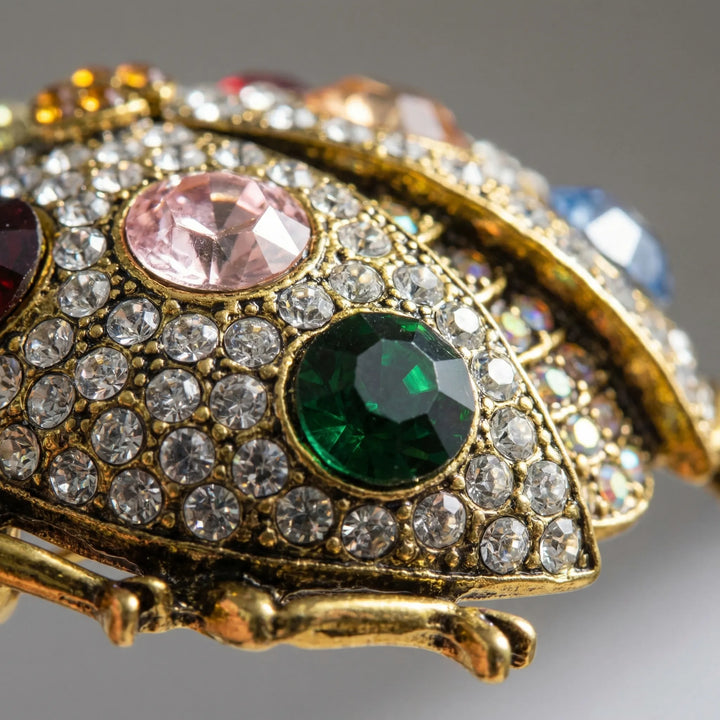 Lieveheersbeestje Broche Met Gekleurde Glasstenen -  