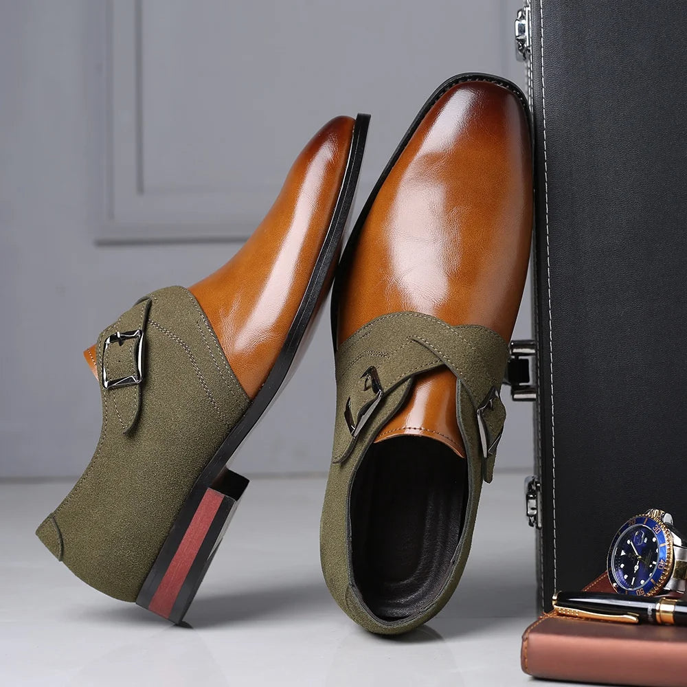 Loafers heren | Suède loafers met gesp en leren afwerking