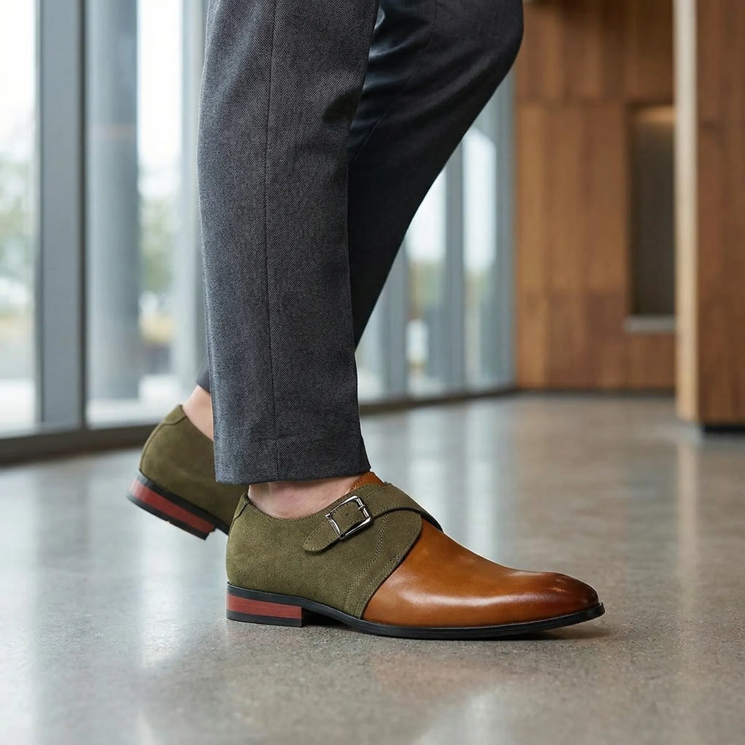 Loafers heren | Suède loafers met gesp en leren afwerking
