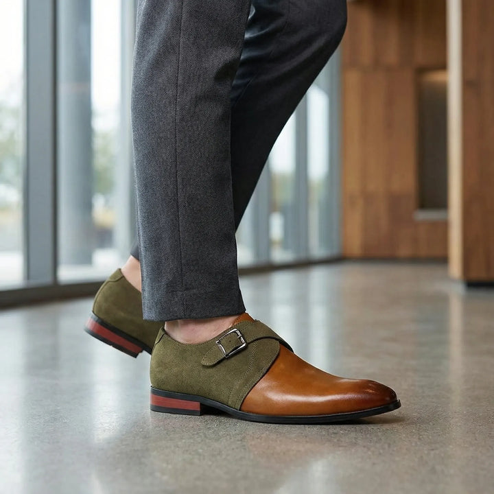 Loafers heren | Suède loafers met gesp en leren afwerking