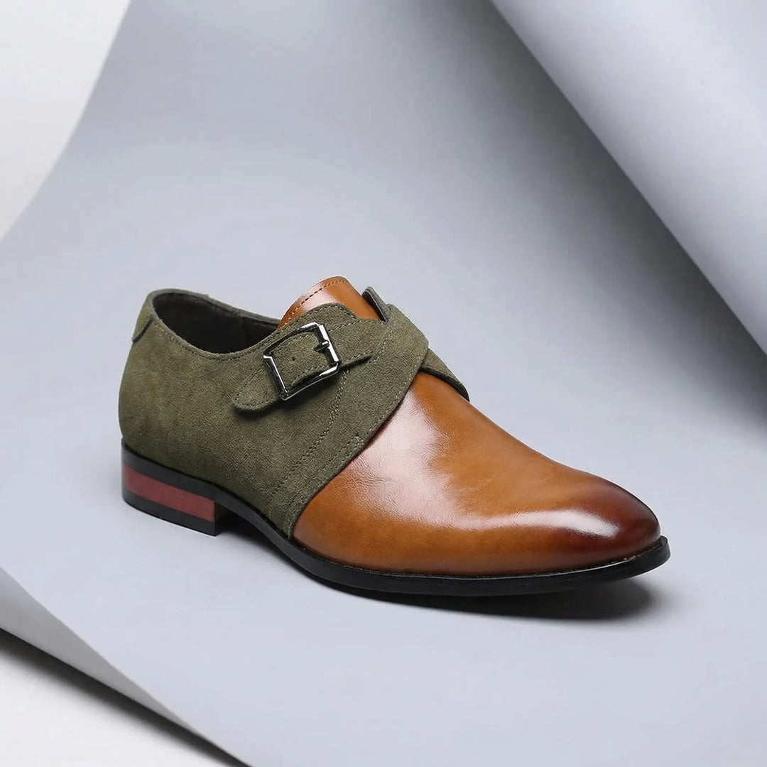 Loafers heren | Suède loafers met gesp en leren afwerking