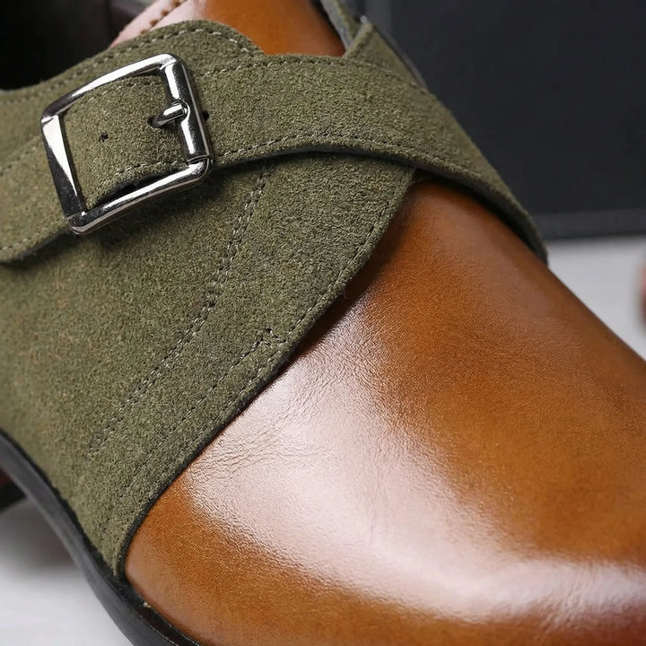 Loafers heren | Suède loafers met gesp en leren afwerking