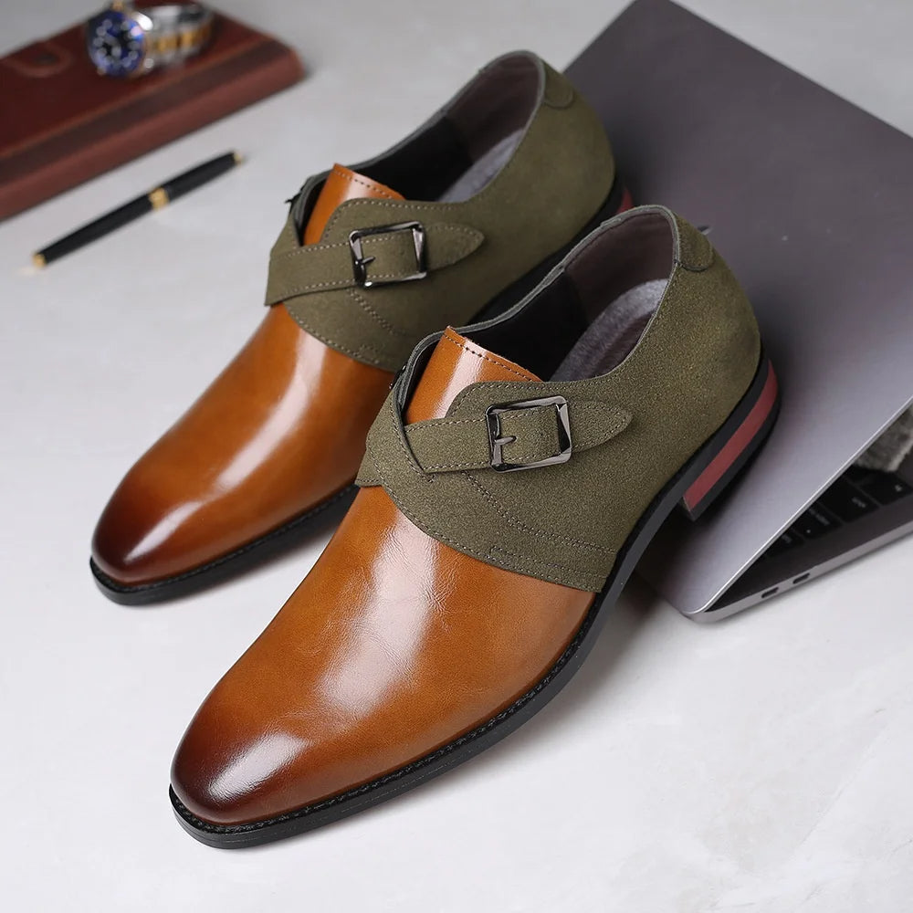 Loafers heren | Suède loafers met gesp en leren afwerking