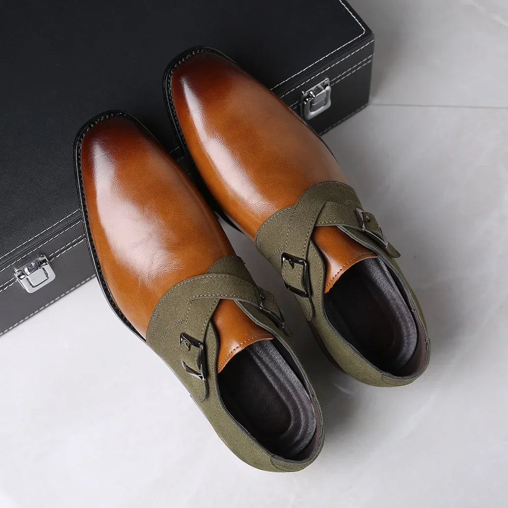 Loafers heren | Suède loafers met gesp en leren afwerking