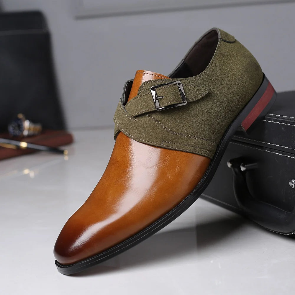 Loafers heren | Suède loafers met gesp en leren afwerking