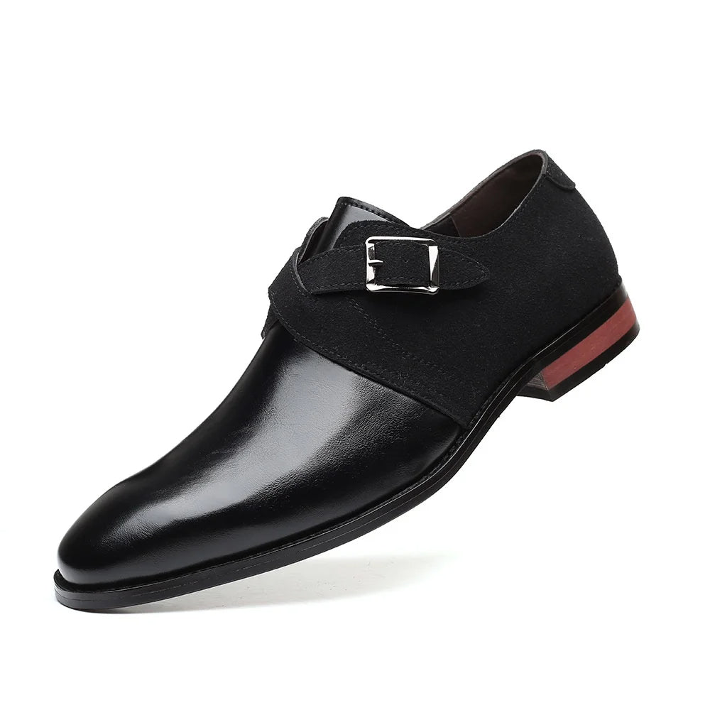 Loafers heren | Suède loafers met gesp en leren afwerking