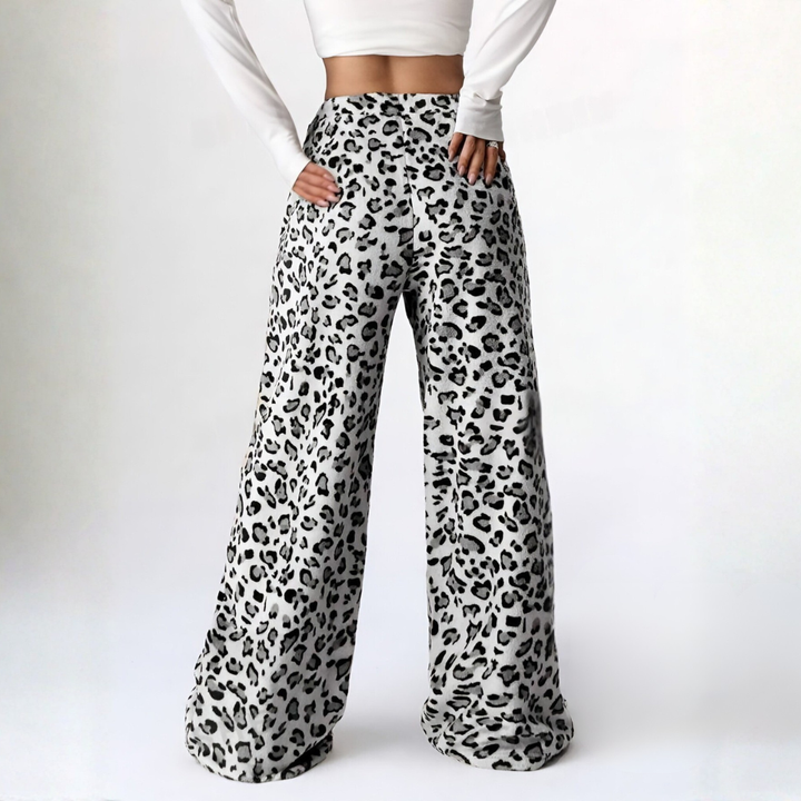 Lounge broek dames | Wijde pijpen met hoge taille