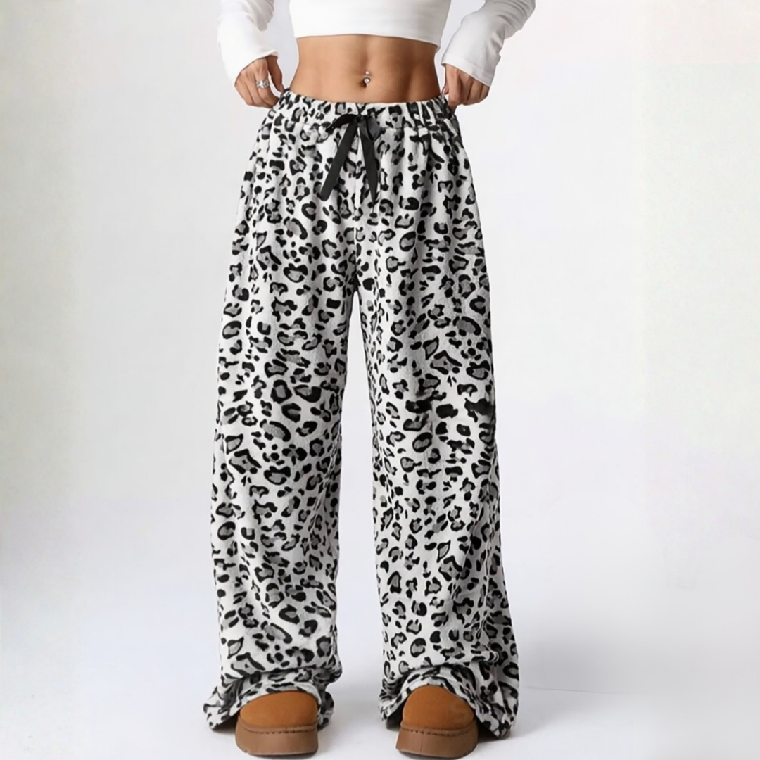 Lounge broek dames | Wijde pijpen met hoge taille