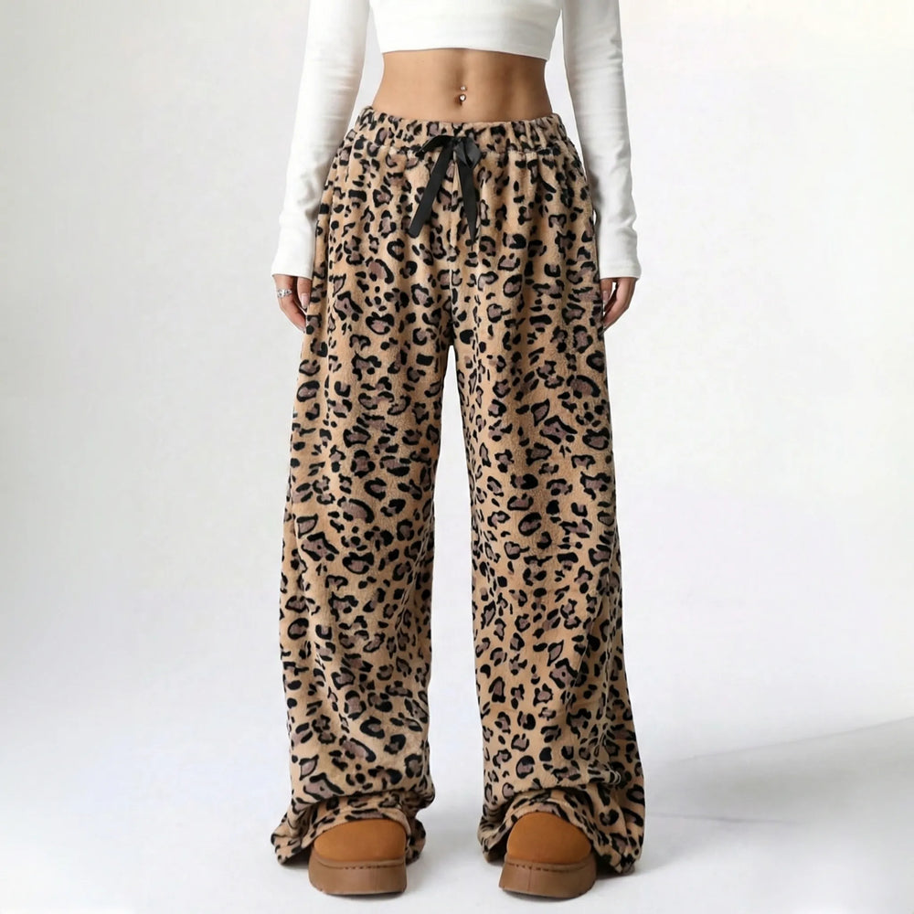 Lounge broek dames | Wijde pijpen met hoge taille