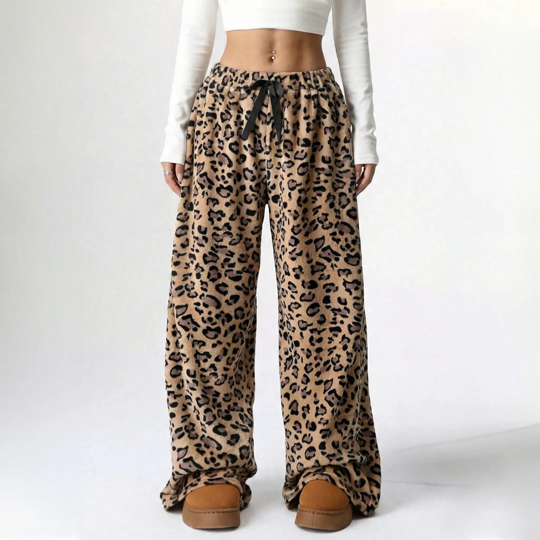 Lounge broek dames | Wijde pijpen met hoge taille