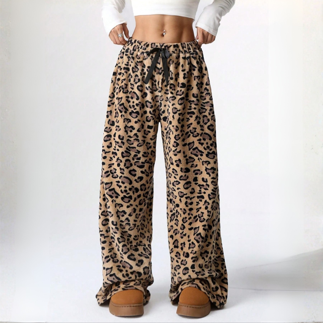 Lounge broek dames | Wijde pijpen met hoge taille