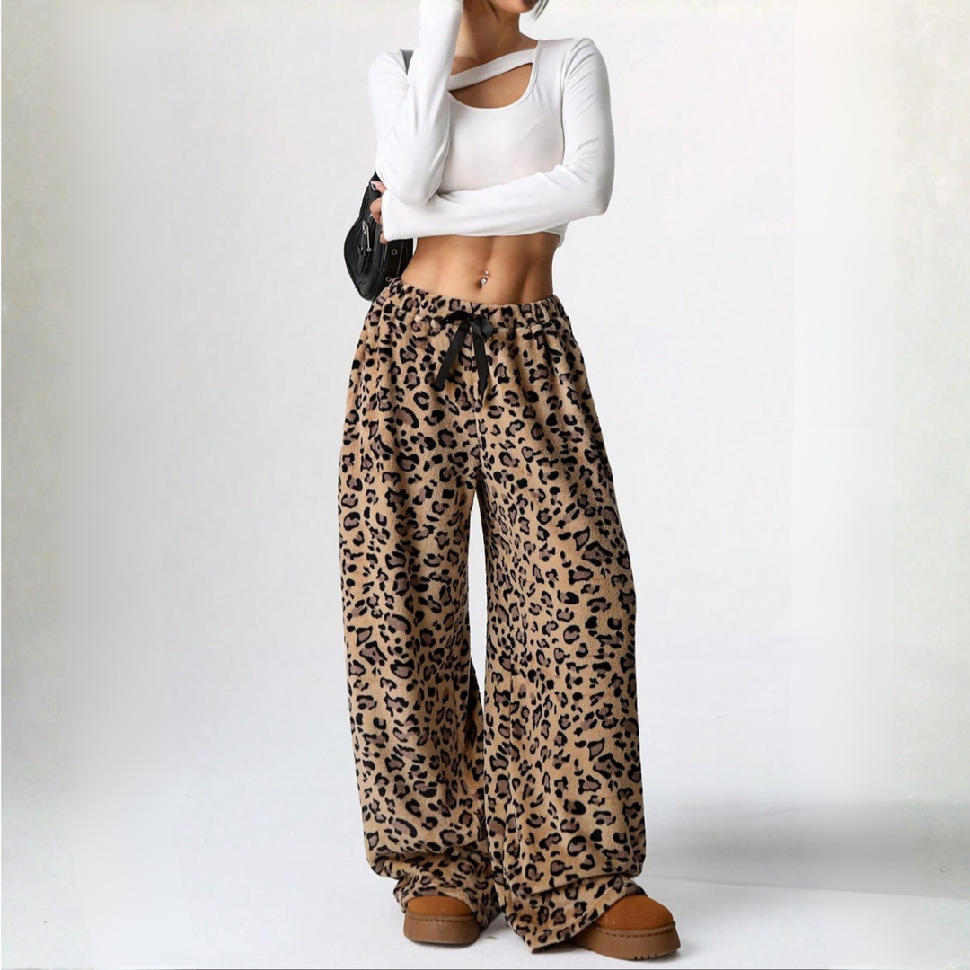 Lounge broek dames | Wijde pijpen met hoge taille