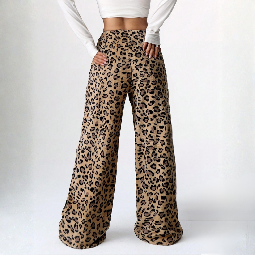 Lounge broek dames | Wijde pijpen met hoge taille