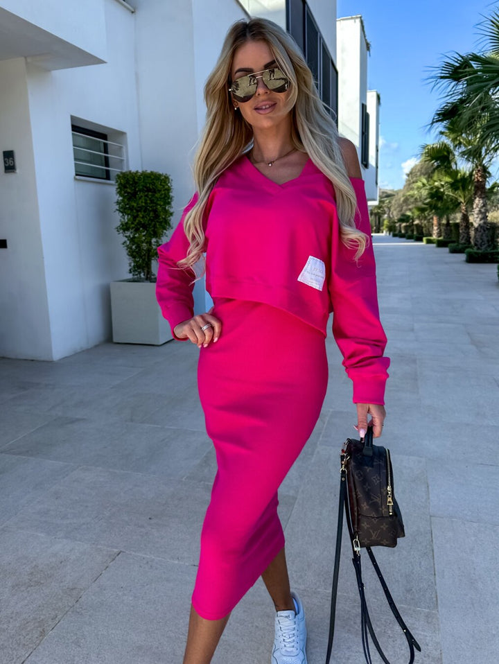 Lounge set dames | Cropped sweater met midi rok
