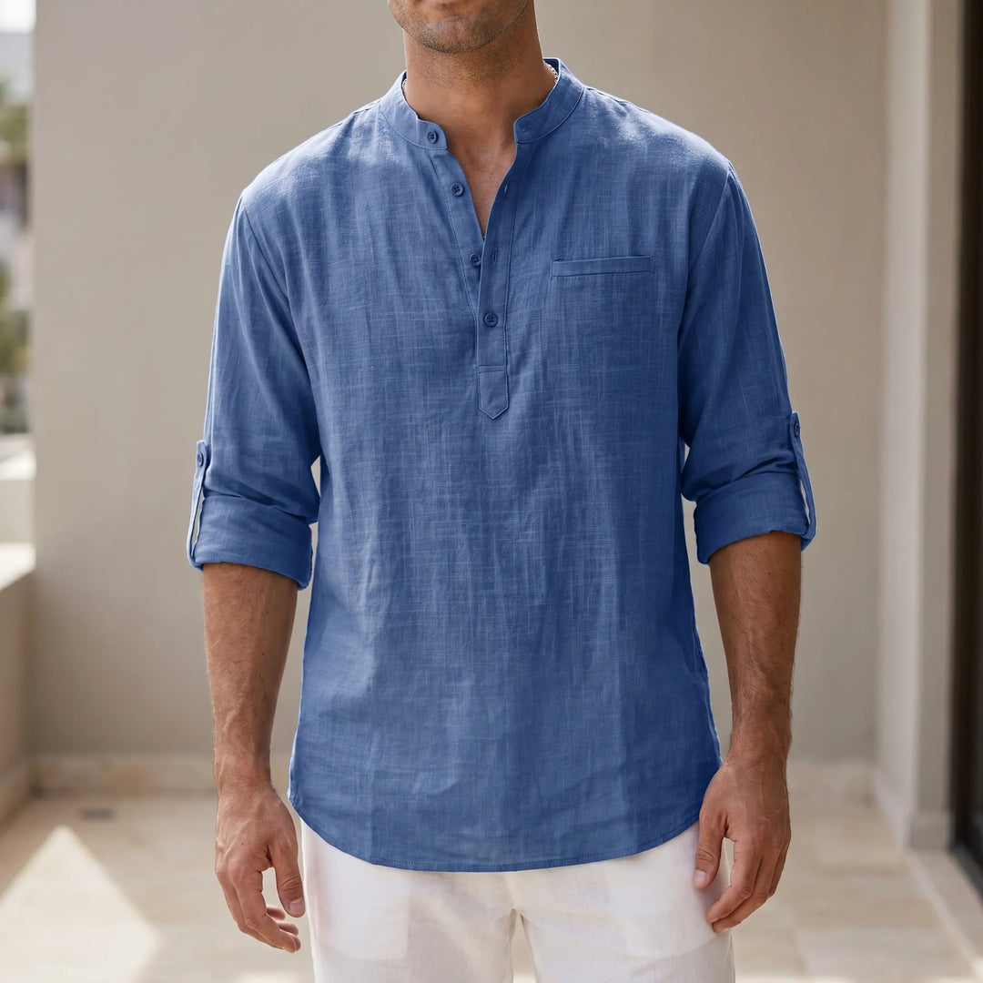 Luchtig overhemd heren | Casual shirt met lange mouwen