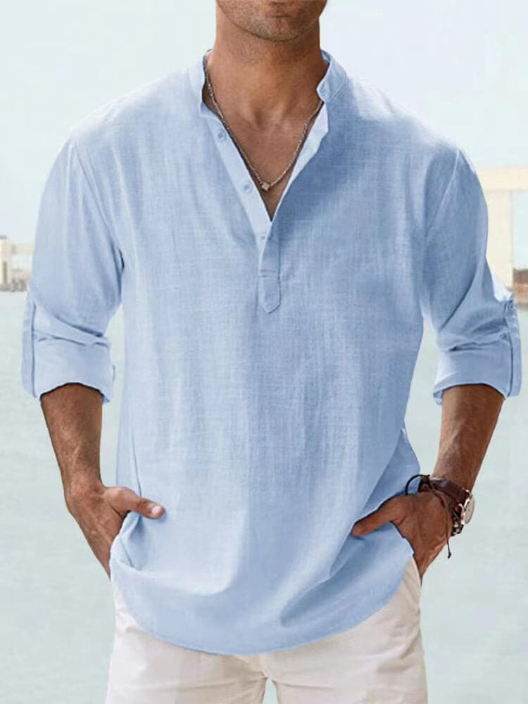 Luchtig overhemd heren | Casual shirt met lange mouwen