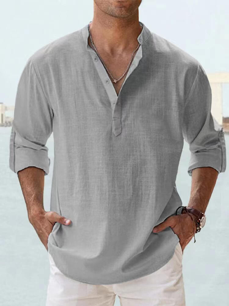 Luchtig overhemd heren | Casual shirt met lange mouwen