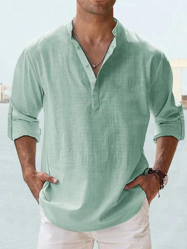 Luchtig overhemd heren | Casual shirt met lange mouwen