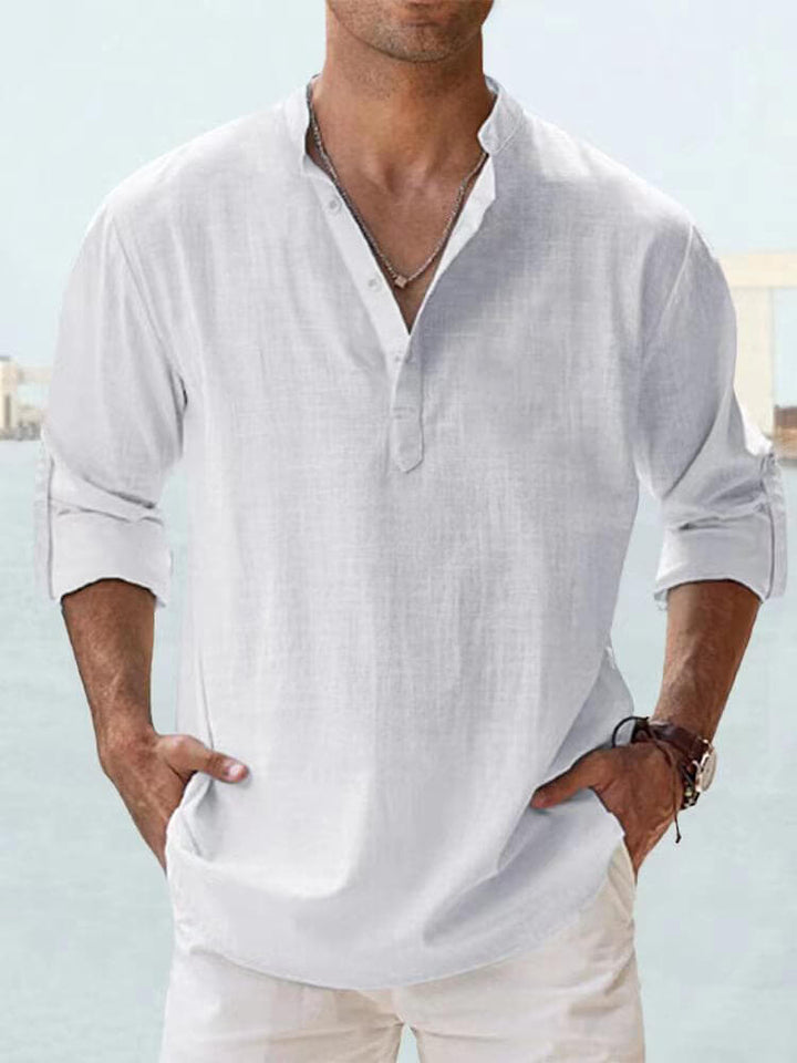 Luchtig overhemd heren | Casual shirt met lange mouwen