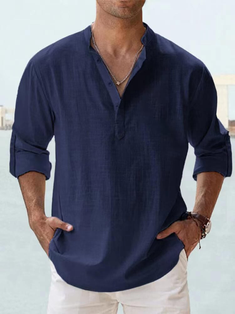 Luchtig overhemd heren | Casual shirt met lange mouwen