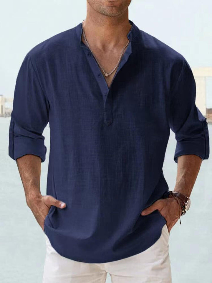 Luchtig overhemd heren | Casual shirt met lange mouwen