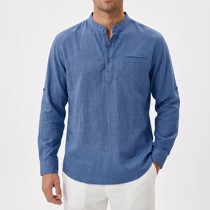 Luchtig overhemd heren | Casual shirt met lange mouwen