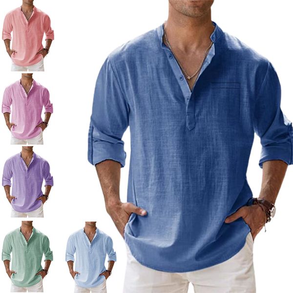 Luchtig overhemd heren | Casual shirt met lange mouwen