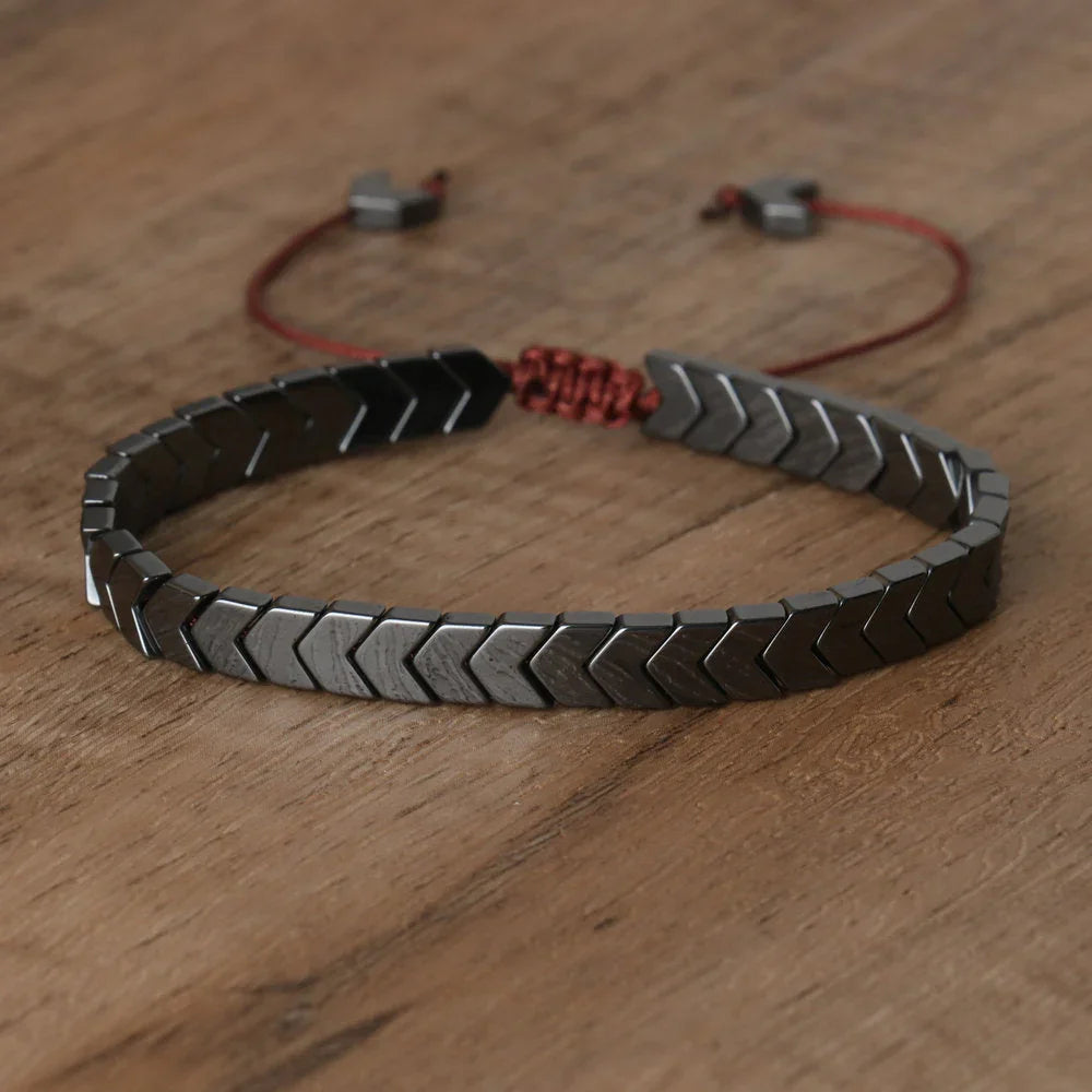 Hematiet armband | Unisex natuursteen bracelet verstelbaar