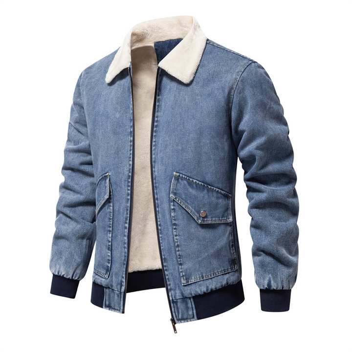 DenimSherpa | Heren denim jas met fleece voering en kraag
