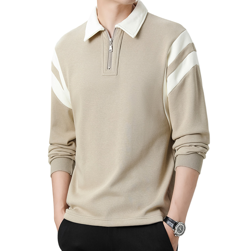 StripeZip | Heren sweater met halve rits en strepen